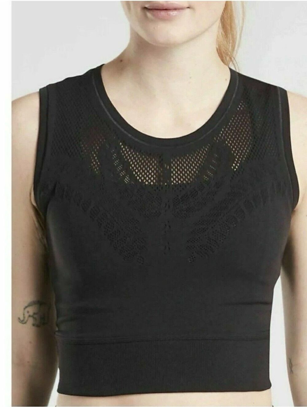 Athleta Women's Ujjayi Crop Tank Top Black Size S/M Stretch Sporty Athleisure